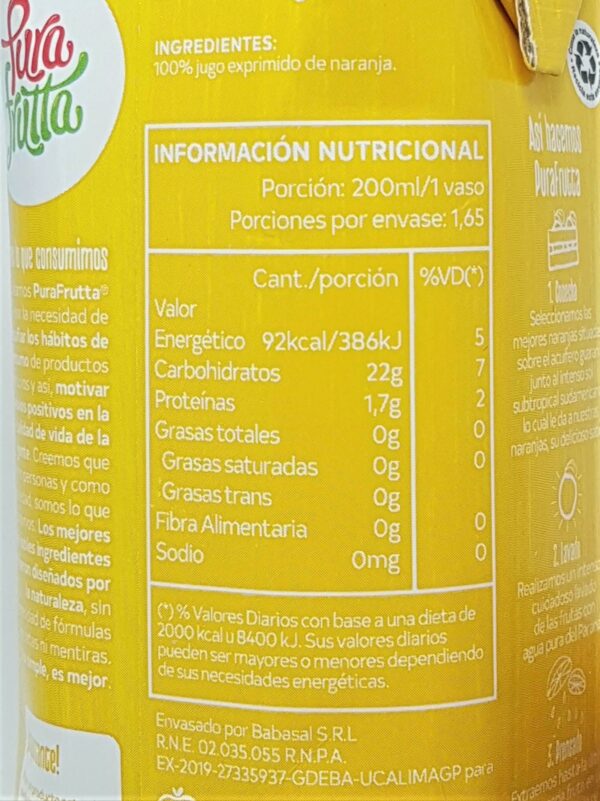 Jugo de Naranja Pura Frutta